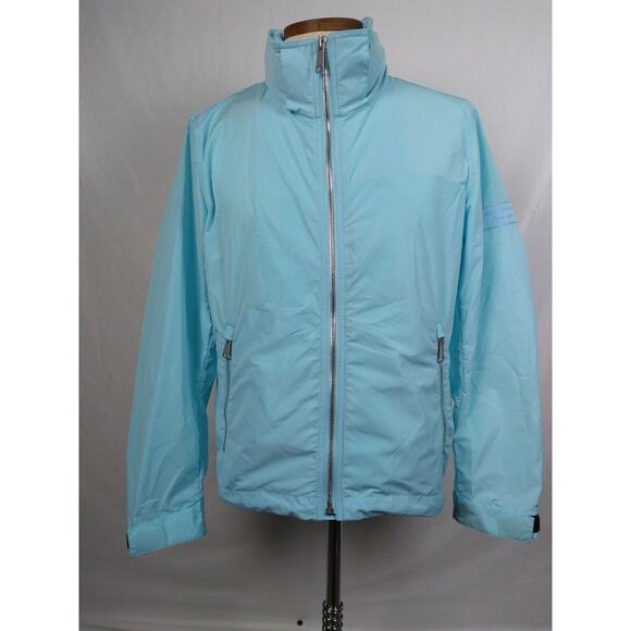 NEW Burberry Mens Lightweight Turquoise Windbreaker Hooded Sport Blouson Jacket